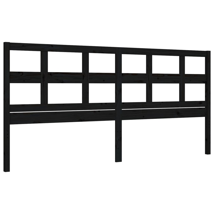 Bedframe Met Hoofdbord Massief Hout 200 x 200 cm Zwart