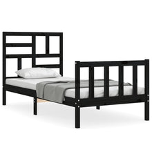Bedframe Met Hoofdbord Massief Hout 2Ft6 Small Single 75 x 190 cm Zwart
