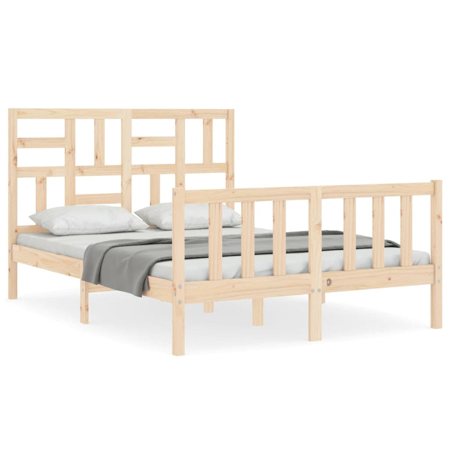 Bedframe Met Hoofdbord Massief Hout 140 x 200 cm Naturel
