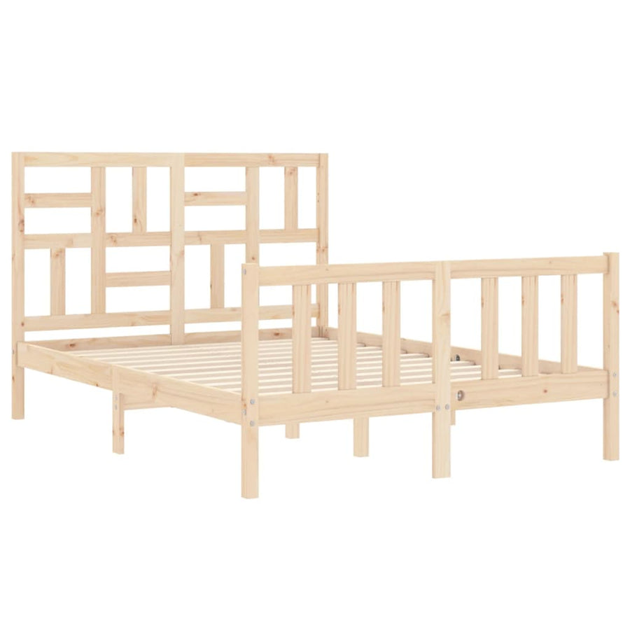 Bedframe Met Hoofdbord Massief Hout 140 x 200 cm Naturel