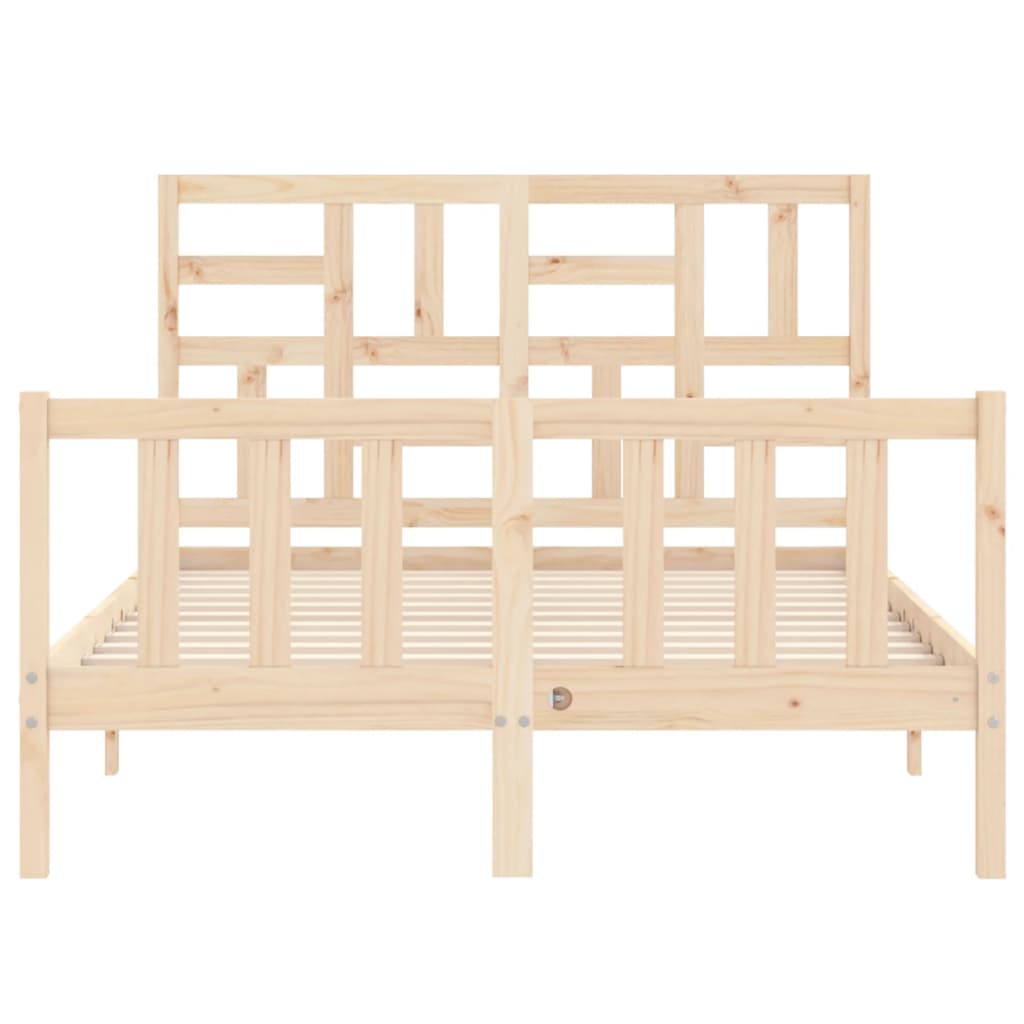 Bedframe Met Hoofdbord Massief Hout 140 x 200 cm Naturel