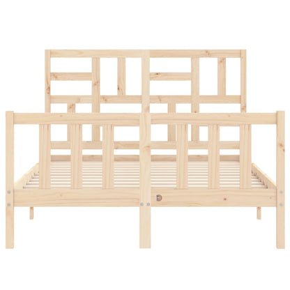 Bedframe Met Hoofdbord Massief Hout 140 x 200 cm Naturel