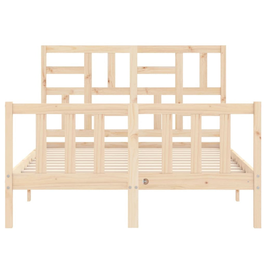 Bedframe Met Hoofdbord Massief Hout 140 x 200 cm Naturel