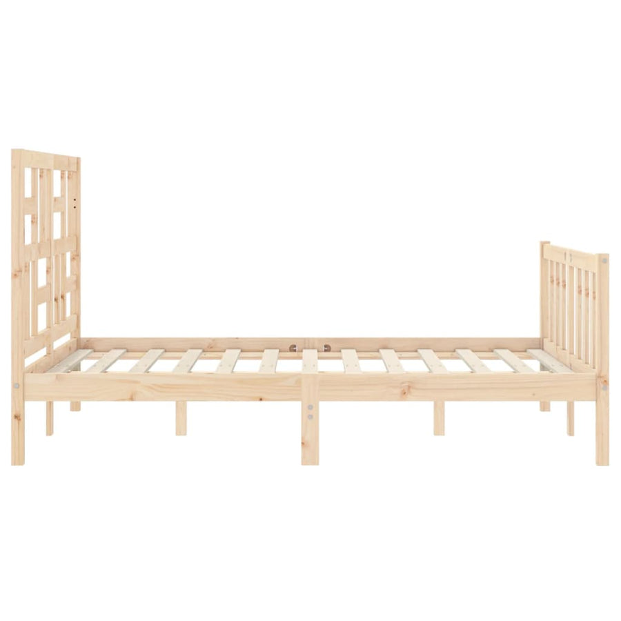 Bedframe Met Hoofdbord Massief Hout 140 x 200 cm Naturel