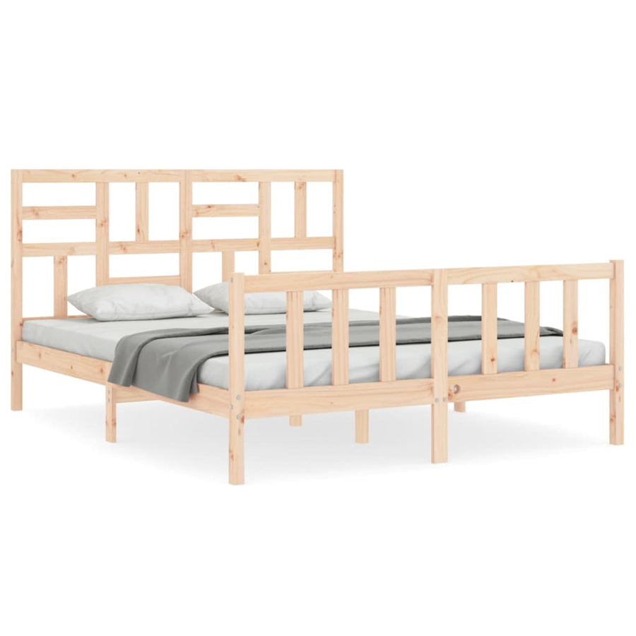 Bedframe Zonder Matras Massief Grenenhout 160 x 200 cm Naturel