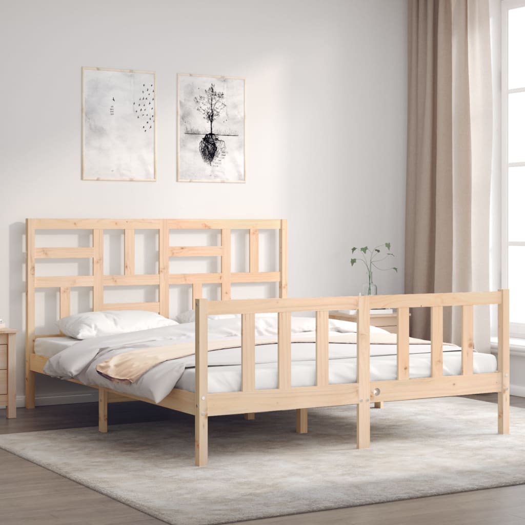 Bedframe Zonder Matras Massief Grenenhout 160 x 200 cm Naturel