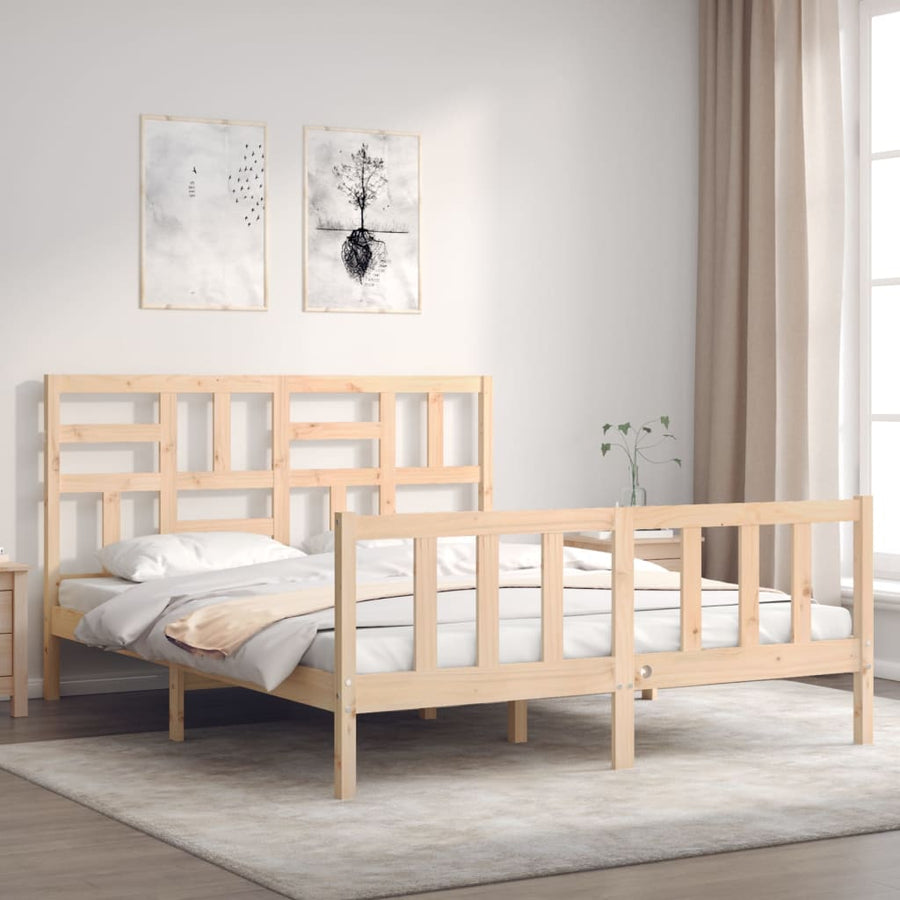 Bedframe Zonder Matras Massief Grenenhout 160 x 200 cm Naturel