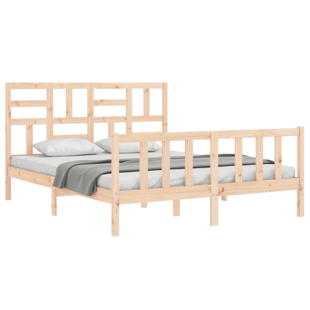 Bedframe Zonder Matras Massief Grenenhout 160 x 200 cm Naturel