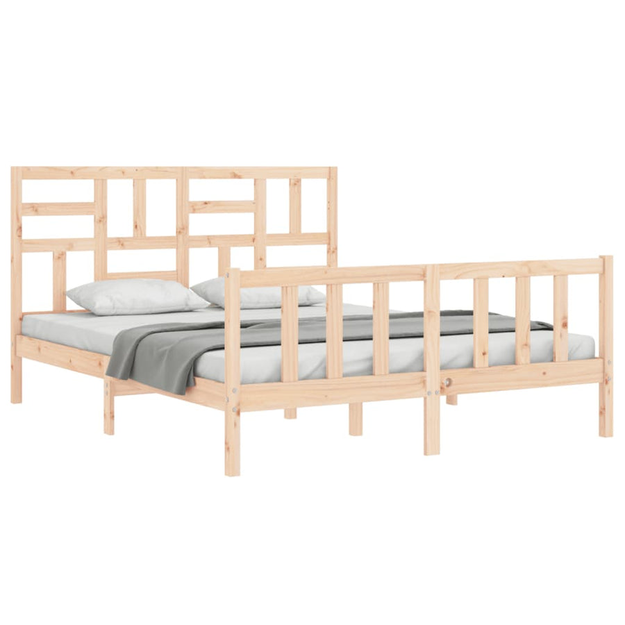 Bedframe Zonder Matras Massief Grenenhout 160 x 200 cm Naturel