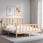 Bedframe Met Hoofdbord Massief Hout 160 x 200 cm Naturel