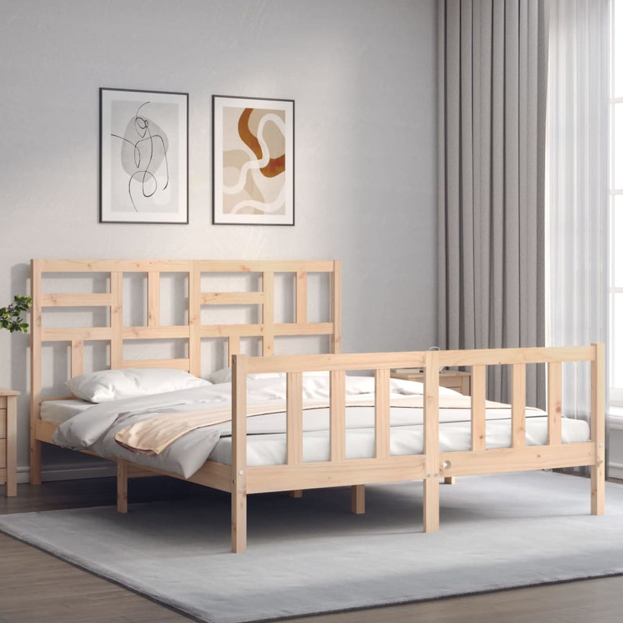 Bedframe Zonder Matras Massief Grenenhout 160 x 200 cm Naturel