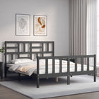 Bedframe Met Hoofdbord Massief Hout 160 x 200 cm Grijs