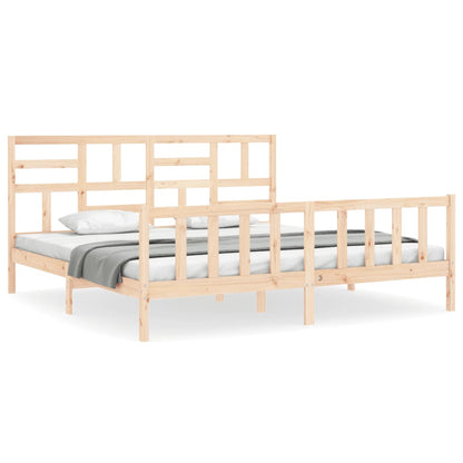 Bedframe Met Hoofdbord Massief Hout 6Ft Super King 180 x 200 cm Naturel