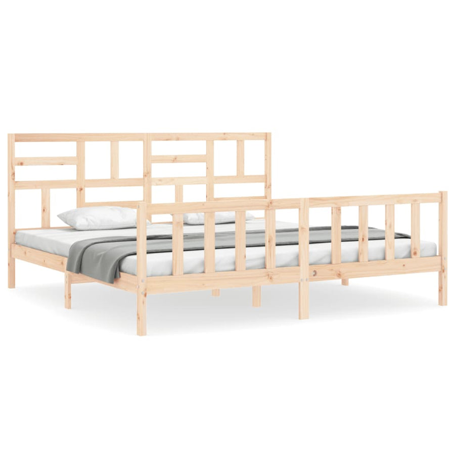 Bedframe Met Hoofdbord Massief Hout 6Ft Super King 180 x 200 cm Naturel