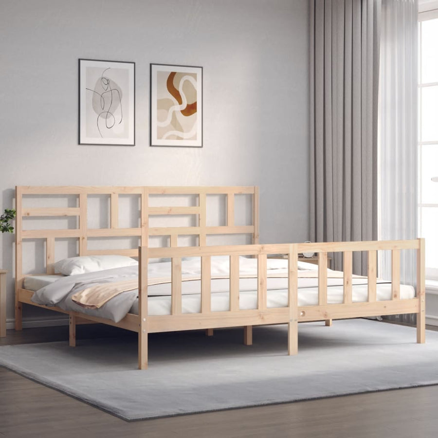 Bedframe Met Hoofdbord Massief Hout 6Ft Super King 180 x 200 cm Naturel