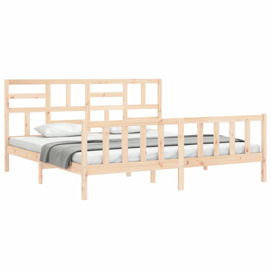 Bedframe Met Hoofdbord Massief Hout 6Ft Super King 180 x 200 cm Naturel