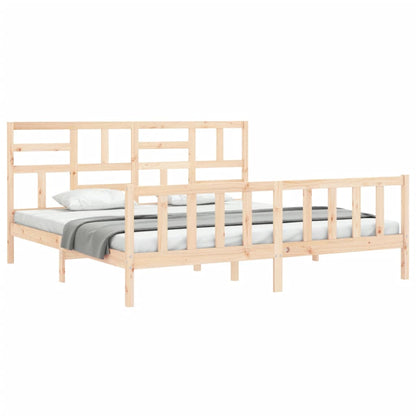 Bedframe Met Hoofdbord Massief Hout 6Ft Super King 180 x 200 cm Naturel