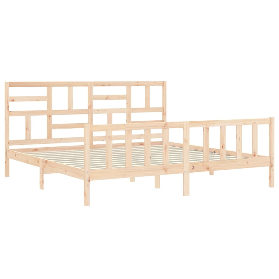 Bedframe Met Hoofdbord Massief Hout 6Ft Super King 180 x 200 cm Naturel