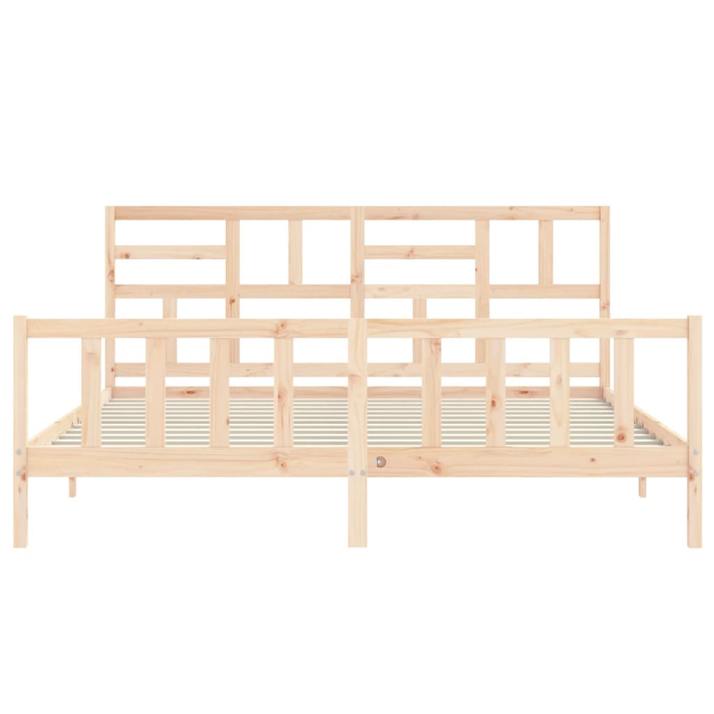 Bedframe Met Hoofdbord Massief Hout 6Ft Super King 180 x 200 cm Naturel
