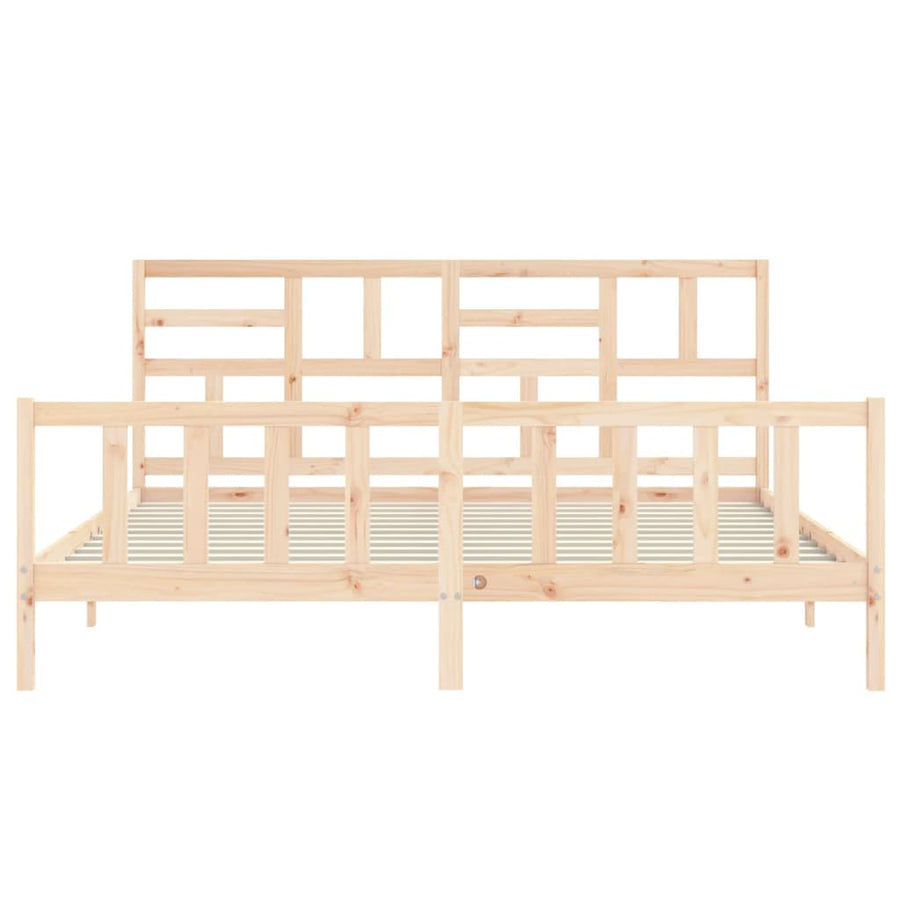 Bedframe Met Hoofdbord Massief Hout 6Ft Super King 180 x 200 cm Naturel