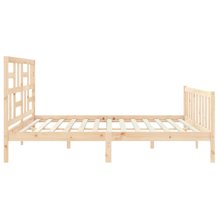 Bedframe Met Hoofdbord Massief Hout 6Ft Super King 180 x 200 cm Naturel