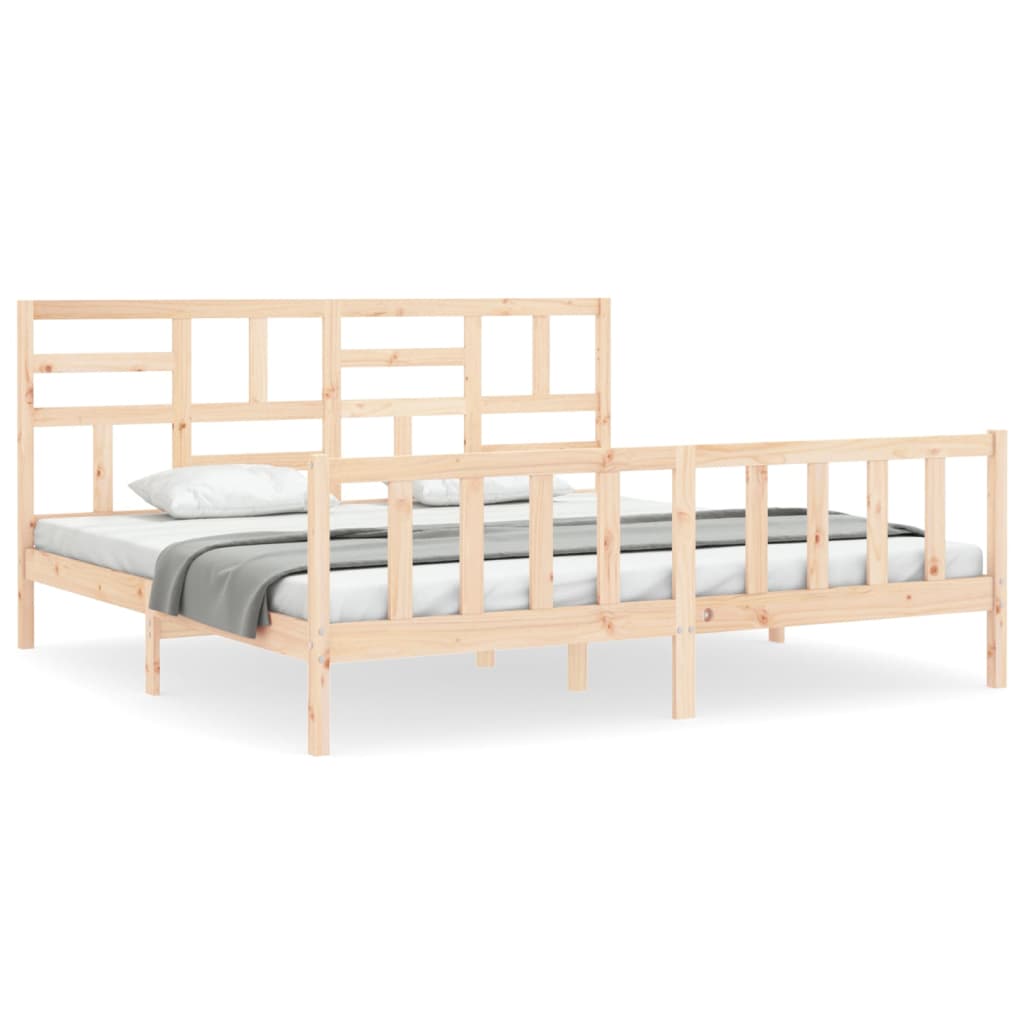 Bedframe Met Hoofdbord Massief Hout 200X200 Cm