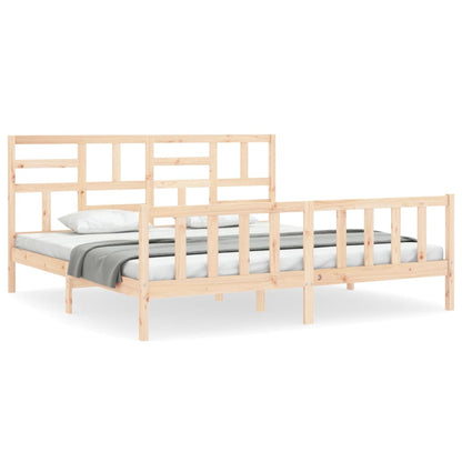 Bedframe Met Hoofdbord Massief Hout 200X200 Cm