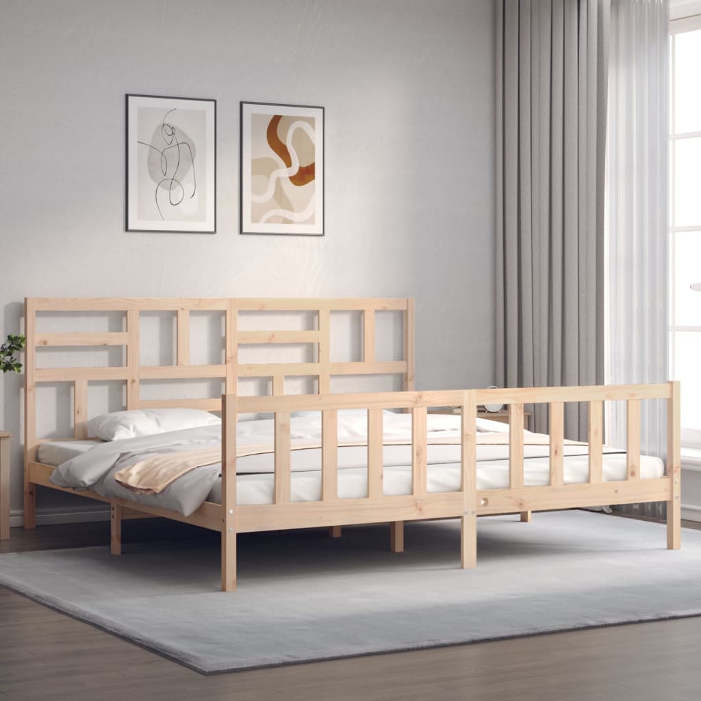 Bedframe Met Hoofdbord Massief Hout 200X200 Cm
