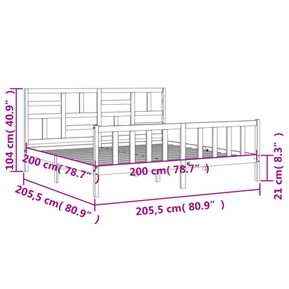 Bedframe Met Hoofdbord Massief Hout 200X200 Cm