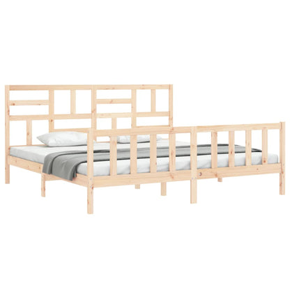 Bedframe Met Hoofdbord Massief Hout 200X200 Cm