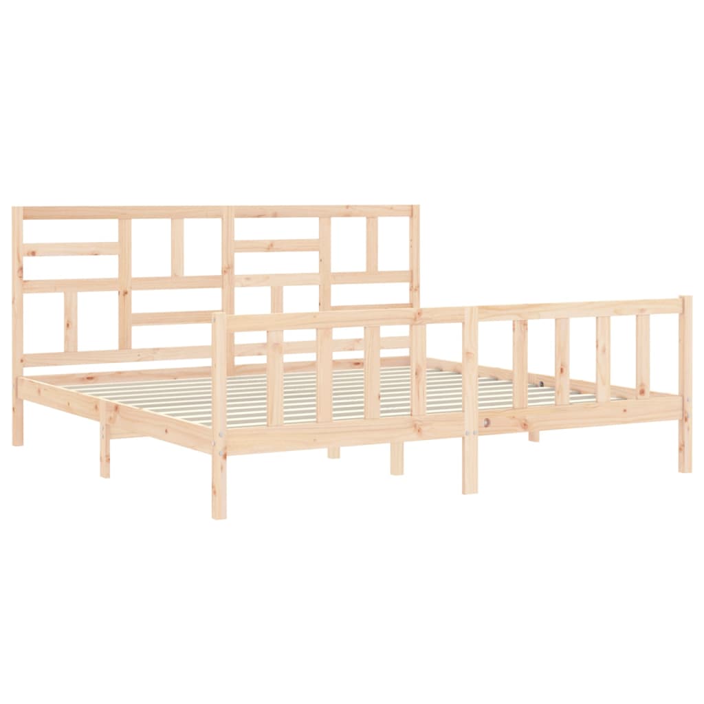 Bedframe Met Hoofdbord Massief Hout 200X200 Cm