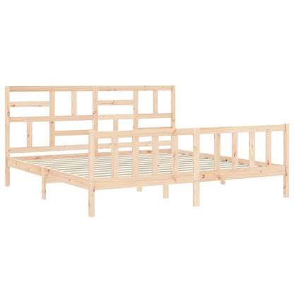 Bedframe Met Hoofdbord Massief Hout 200X200 Cm