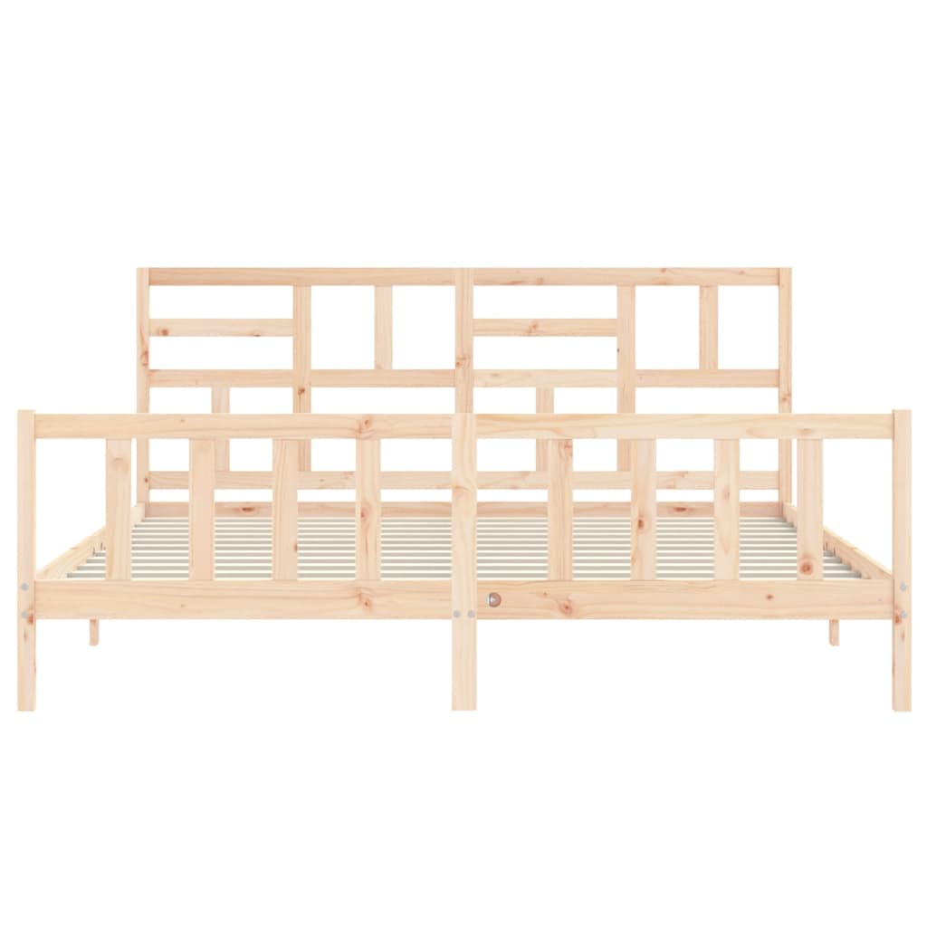 Bedframe Met Hoofdbord Massief Hout 200X200 Cm