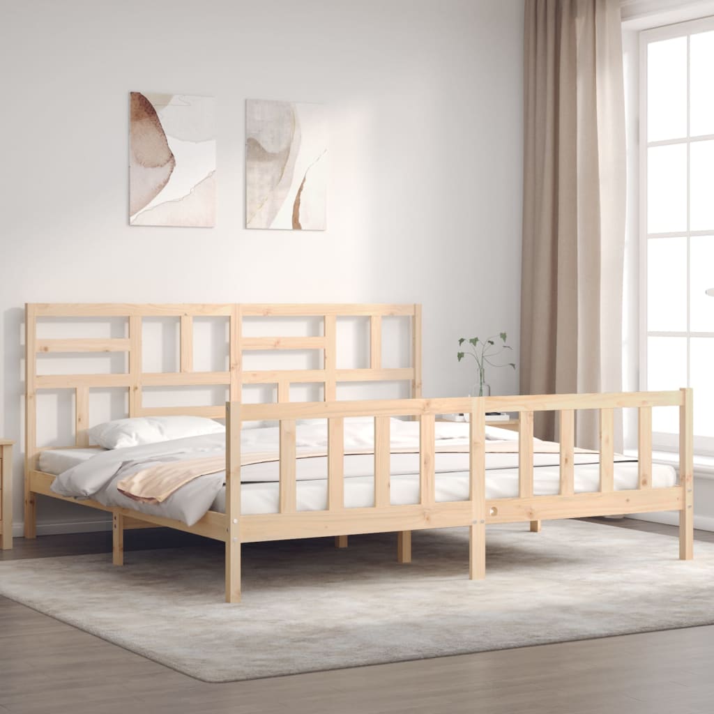 Bedframe Met Hoofdbord Massief Hout 200X200 Cm