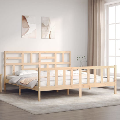Bedframe Met Hoofdbord Massief Hout 200X200 Cm