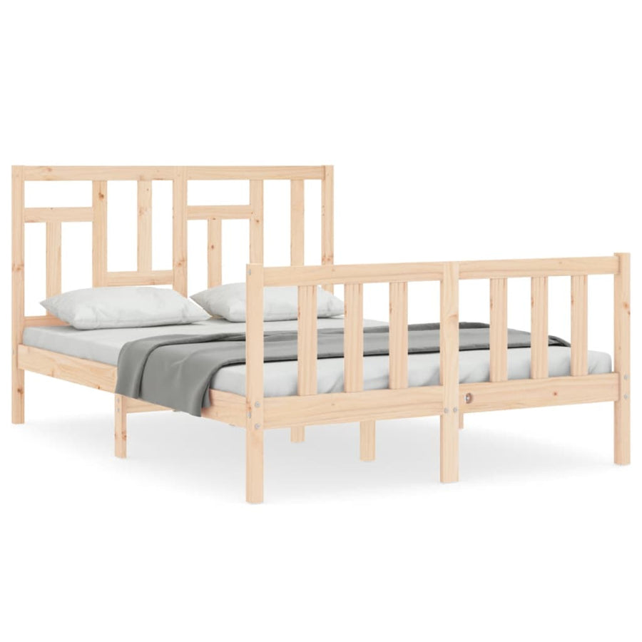 Bedframe Met Hoofdbord Massief Hout 140 x 200 cm Naturel