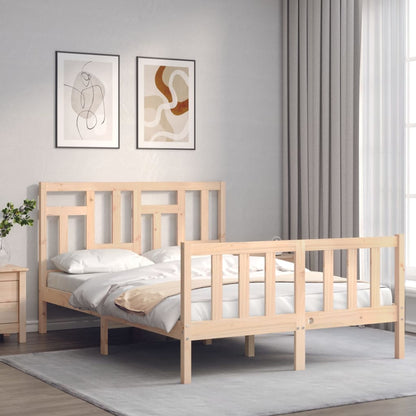 Bedframe Met Hoofdbord Massief Hout 140 x 200 cm Naturel