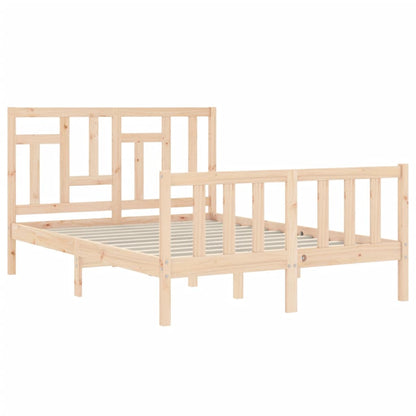 Bedframe Met Hoofdbord Massief Hout 140 x 200 cm Naturel
