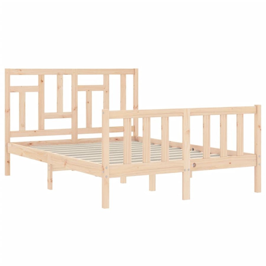 Bedframe Met Hoofdbord Massief Hout 140 x 200 cm Naturel