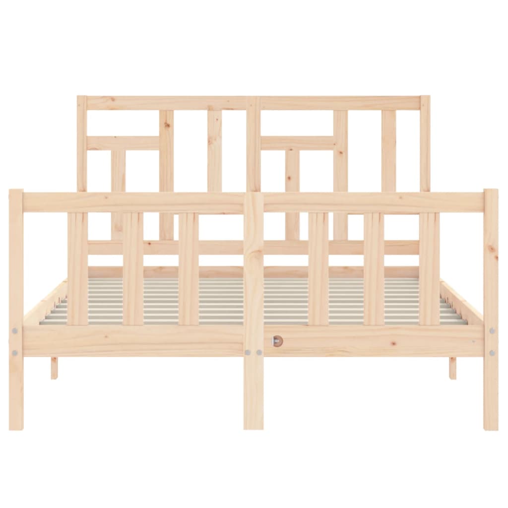 Bedframe Met Hoofdbord Massief Hout 140 x 200 cm Naturel
