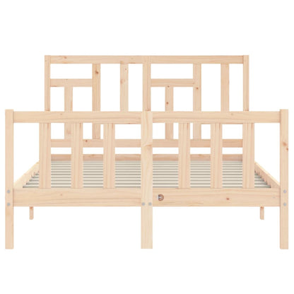 Bedframe Met Hoofdbord Massief Hout 140 x 200 cm Naturel