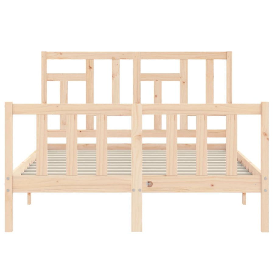 Bedframe Met Hoofdbord Massief Hout 140 x 200 cm Naturel