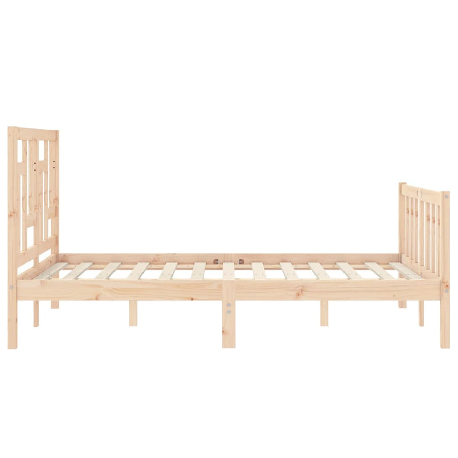 Bedframe Met Hoofdbord Massief Hout 140 x 200 cm Naturel