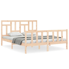 Bedframe Met Hoofdbord Massief Hout 160 x 200 cm Naturel