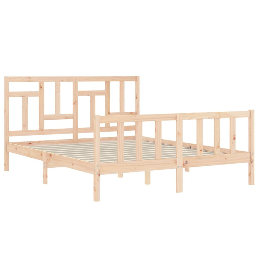 Bedframe Met Hoofdbord Massief Hout 160 x 200 cm Naturel
