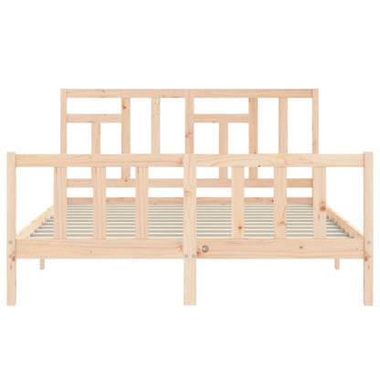 Bedframe Met Hoofdbord Massief Hout 160 x 200 cm Naturel