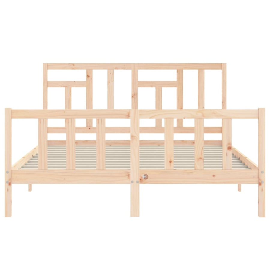 Bedframe Met Hoofdbord Massief Hout 160 x 200 cm Naturel