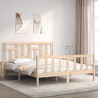 Bedframe Met Hoofdbord Massief Hout 160 x 200 cm Naturel