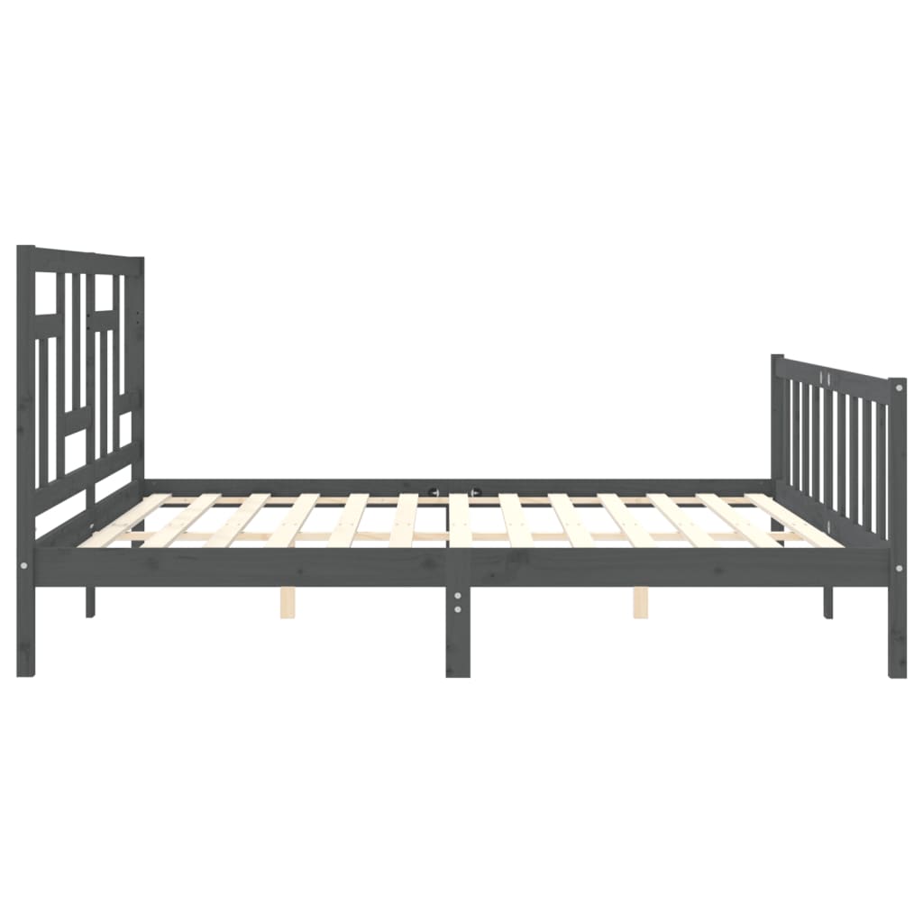 Bedframe Met Hoofdbord Massief Hout 200 x 200 cm Grijs