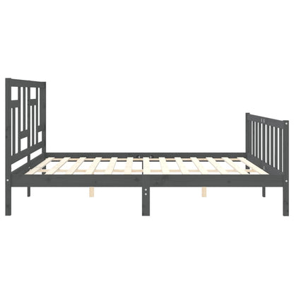 Bedframe Met Hoofdbord Massief Hout 200 x 200 cm Grijs